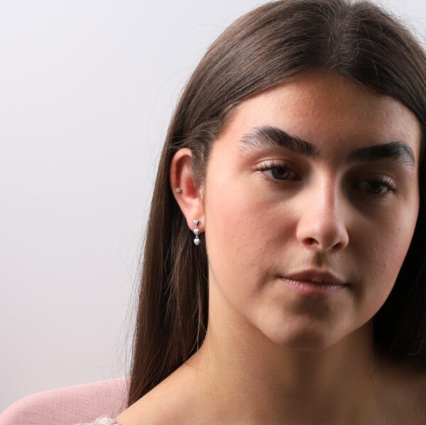 'Lots of love' Triple Hanging Hearts Earrings - Image 2
