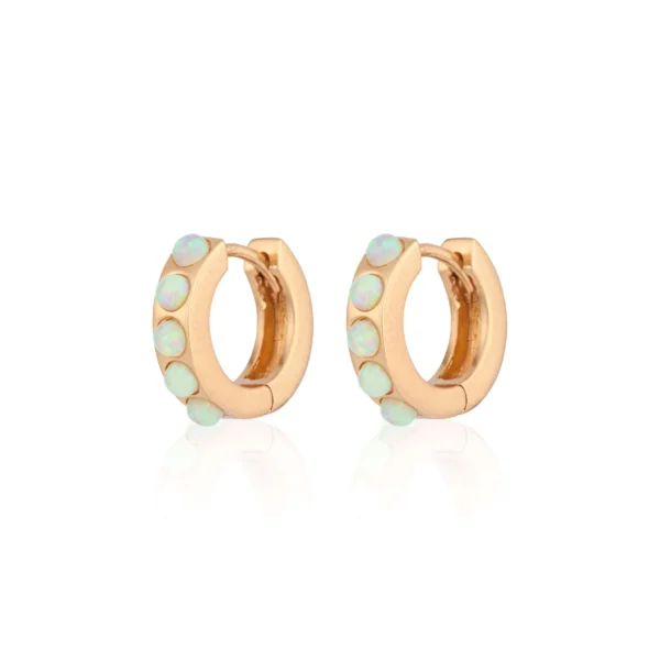 LIME GREEN OPAL HUGGIE EARRINGS