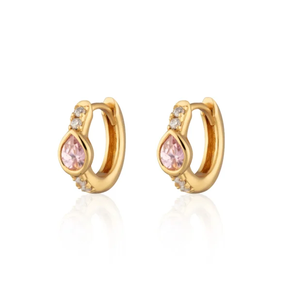 PINK TEARDROP HUGGIE EARRINGS