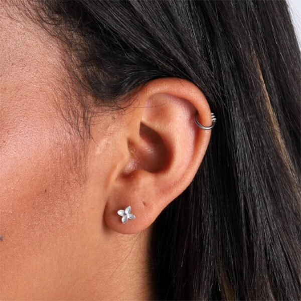 30th Flower Earrings Silver - Image 2