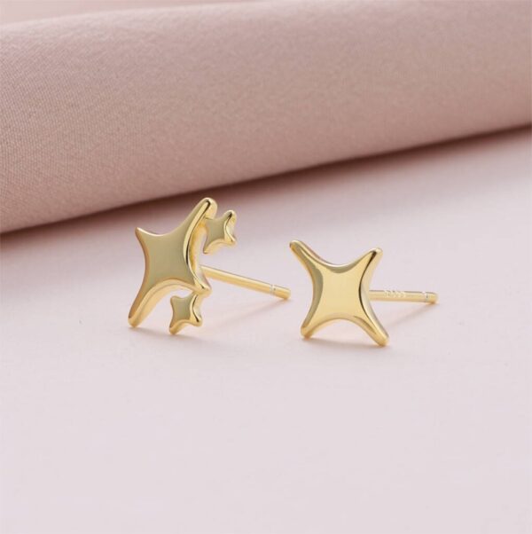 '40th' Asymmetric Four Star Earrings Sterling Silver/ Gold Plate - Image 2