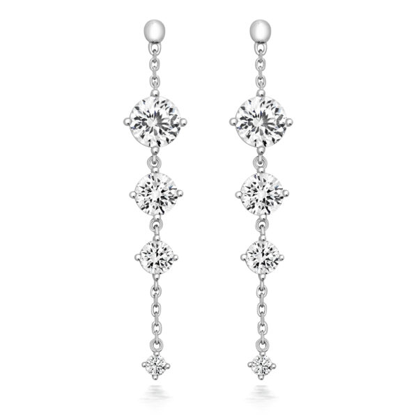 Sterling Silver Chain & Tapered Stone Drop Earrings