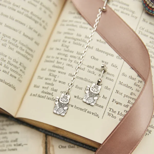Lucky Cat Short Drop Earrings - Image 2