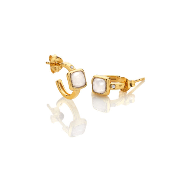 HDXGEM Square Huggie Earrings - Mother of Pearl