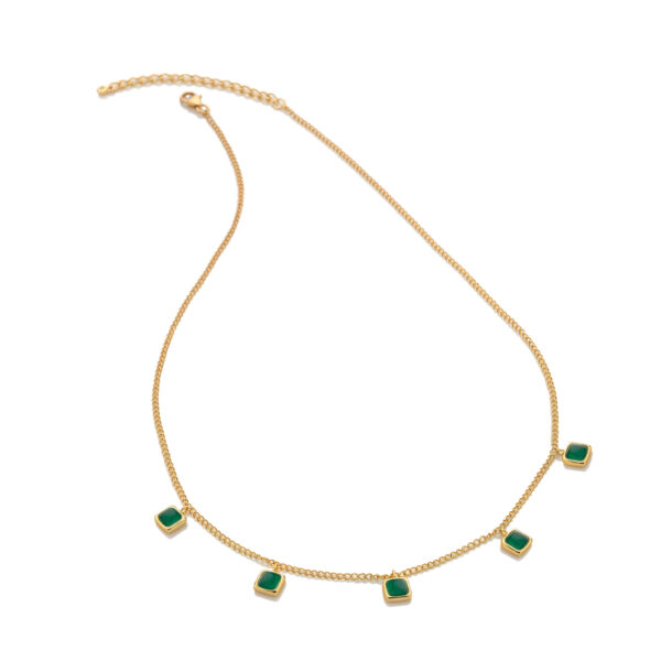 HDXGEM Square Necklace - Green Agate