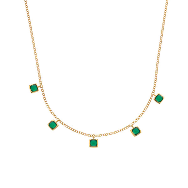 HDXGEM Square Necklace - Green Agate - Image 3