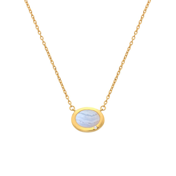 HDXGEM Oval Necklace - Blue Lace Agate - Image 3