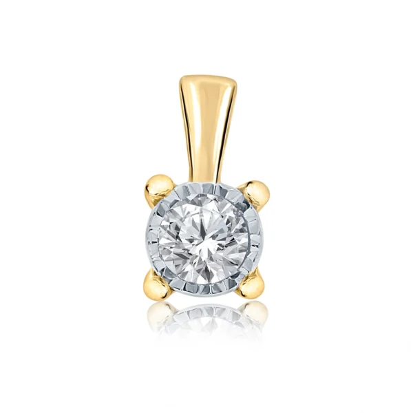 9CT YELLOW GOLD MIRACLE PLATE DIAMOND SOLITAIRE 0.20CT