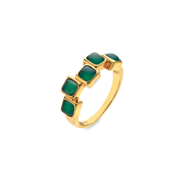 HDXGEM Square Stepped Ring - Green Agate - Image 2