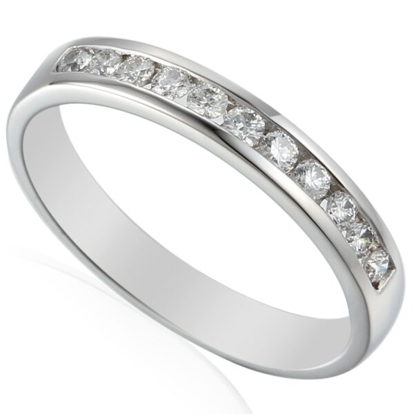 Platinum Round Brilliant Cut Diamond Channel Set Half Eternity Ring 0.25ct
