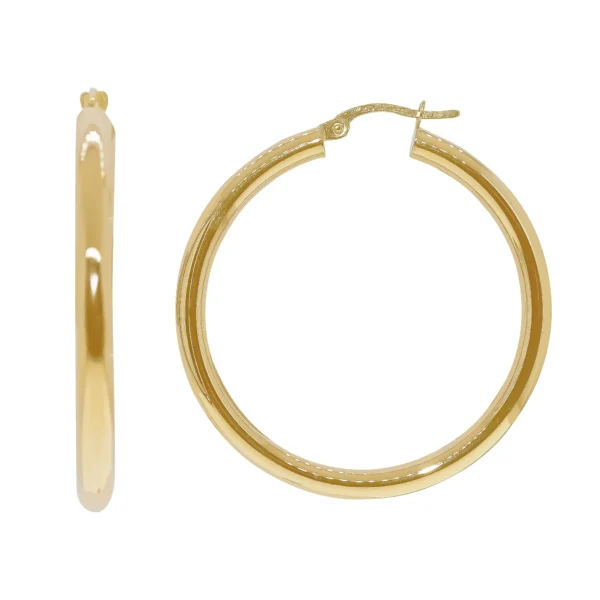 9CT GOLD 30MM ROUND HOOP EARRINGS