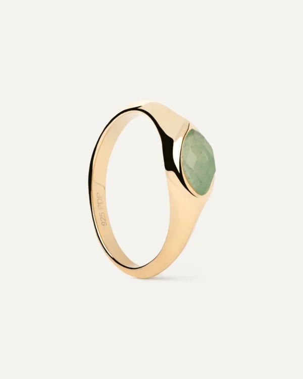 GREEN AVENTURINE NOMAD STAMP RING