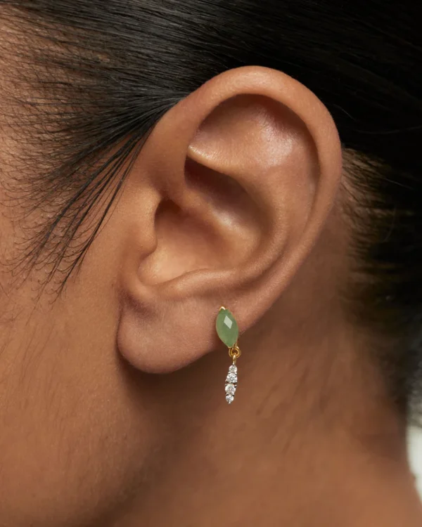 PDPAOLA GREEN ADVENTURINE GINGER SINGLE EARRING SILVER/GP - Image 2