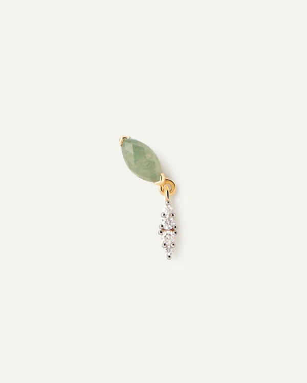 PDPAOLA GREEN ADVENTURINE GINGER SINGLE EARRING SILVER/GP