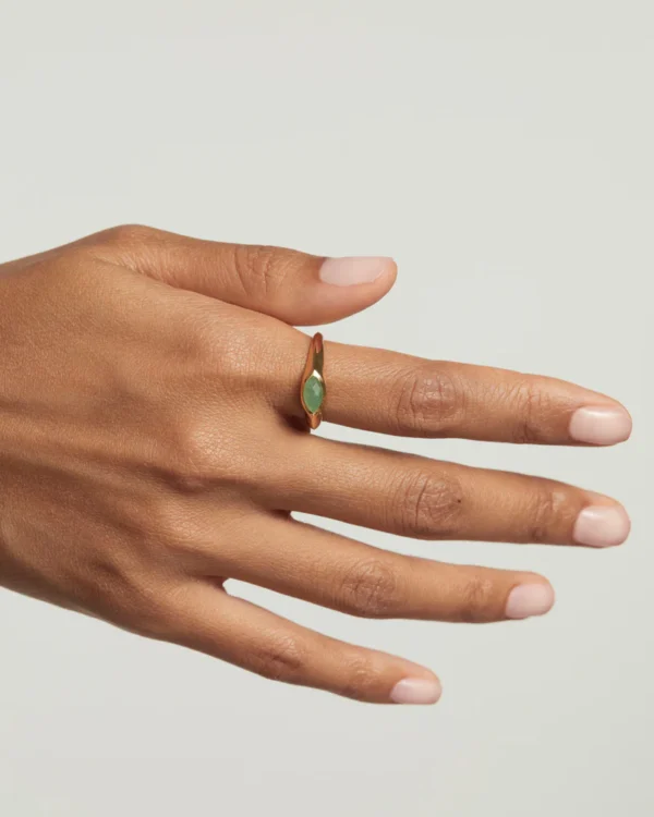 GREEN AVENTURINE NOMAD STAMP RING - Image 2