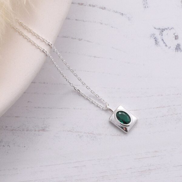 'Love' Large Crystal Emerald Gem Necklace - Image 2