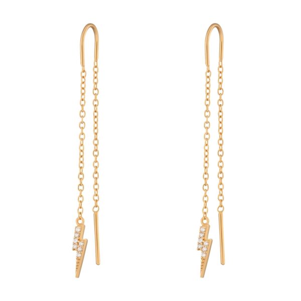 SPARKLING LIGHTNING BOLT THREADER EARRINGS