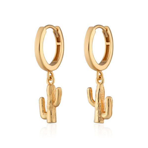 Cactus Charm Hoop Earrings