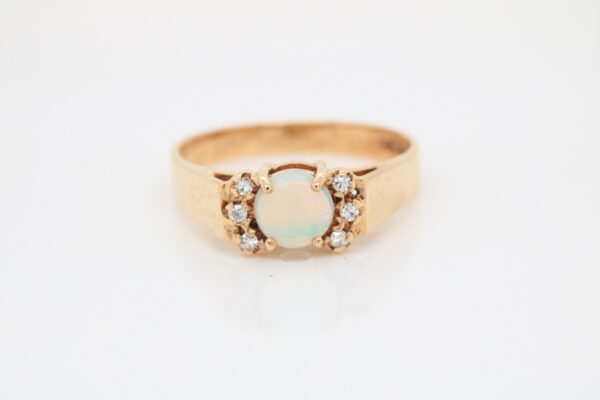9ct Yellow Gold Opal & Diamond Ring