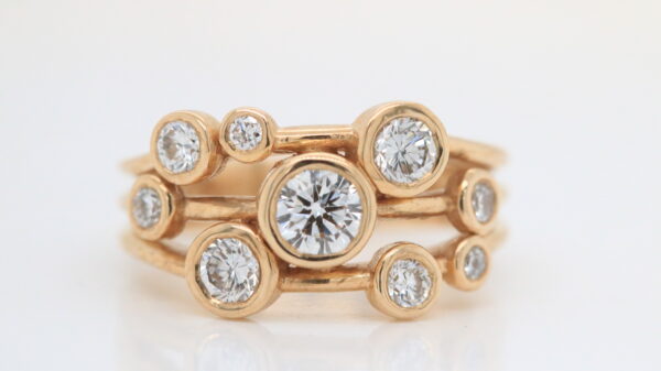 9ct Yellow Gold 9 Stone "Bubble Ring" 1.38ct F/VS2 Lab Grown Diamonds - Image 2