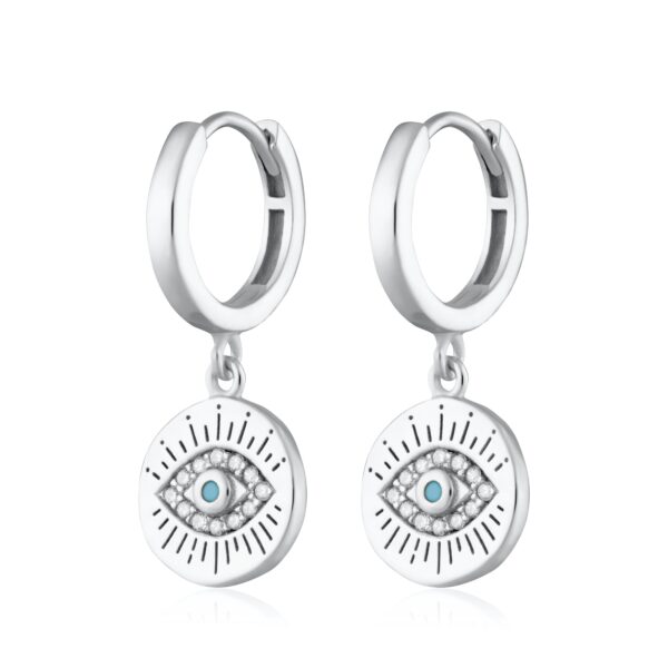 EVIL EYE CHARM HOOP EARRINGS
