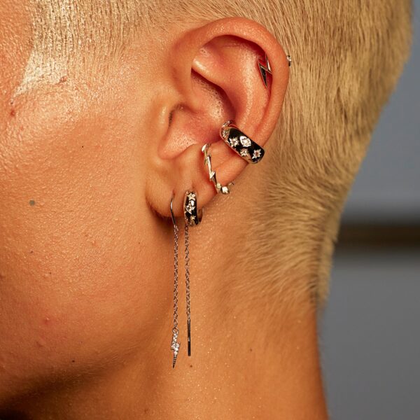 SPARKLING LIGHTNING BOLT THREADER EARRINGS - Image 2
