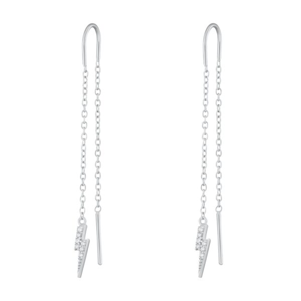 SPARKLING LIGHTNING BOLT THREADER EARRINGS