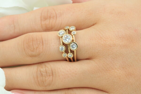 9ct Yellow Gold 9 Stone "Bubble Ring" 1.38ct F/VS2 Lab Grown Diamonds - Image 3