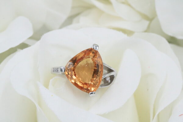 9ct White Gold 11.04ct Hessonite Garnet & Diamond Ring