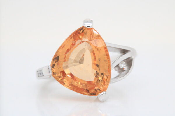 9ct White Gold 11.04ct Hessonite Garnet & Diamond Ring - Image 2