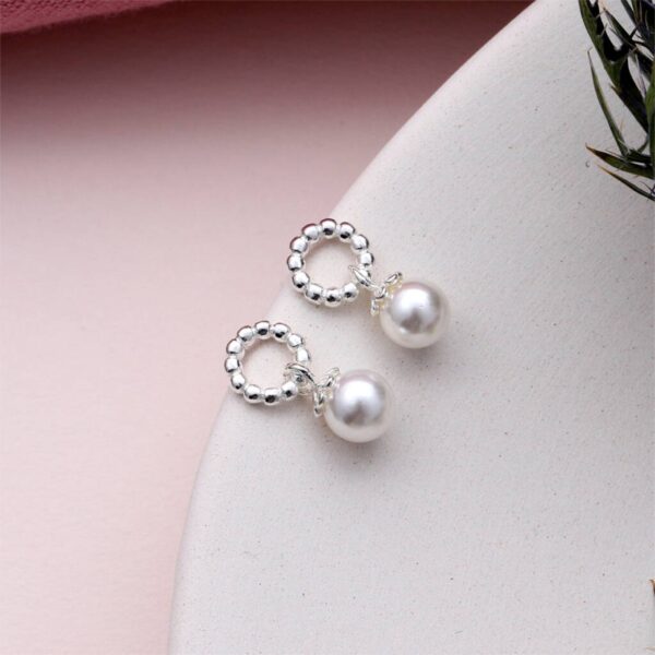 With Love Pearl And Circle Earrings In A Bottle Sterling Silver - Image 2