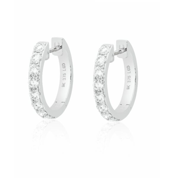 9ct White Gold 0.72ct F/VS Lab-Grown Diamond Huggie Hoops