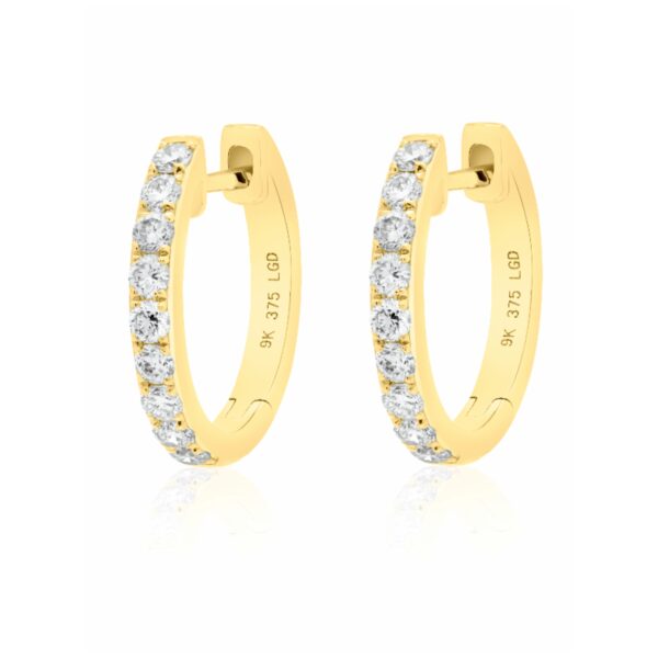 9ct Yellow Gold 0.47ct F/VS Lab-Grown Diamond Huggie Hoops