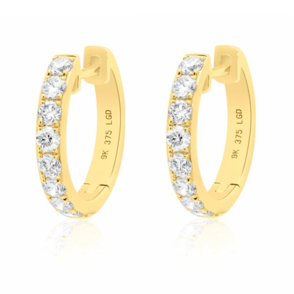 9ct Yellow Gold 0.73ct F/VS Lab-Grown Huggie Hoops