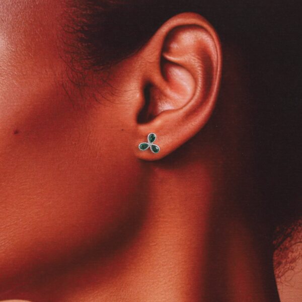 Flower Of Joy' Three Petal Gem Earrings Sterling Silver - Image 3