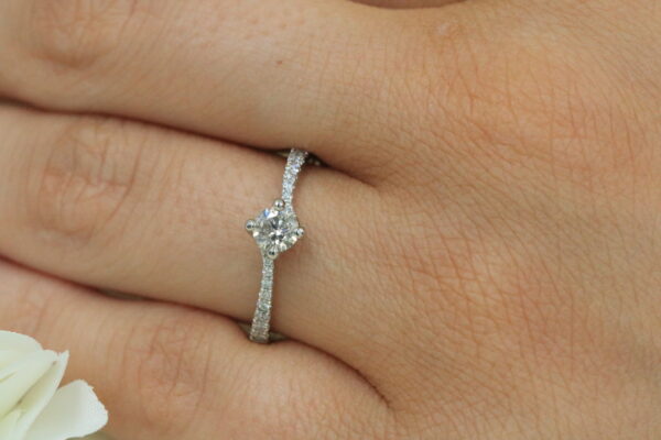 0.36ct H Colour SI2 Clarity Diamond Ring with 15pt Diamond Shoulders – Platinum - Image 2